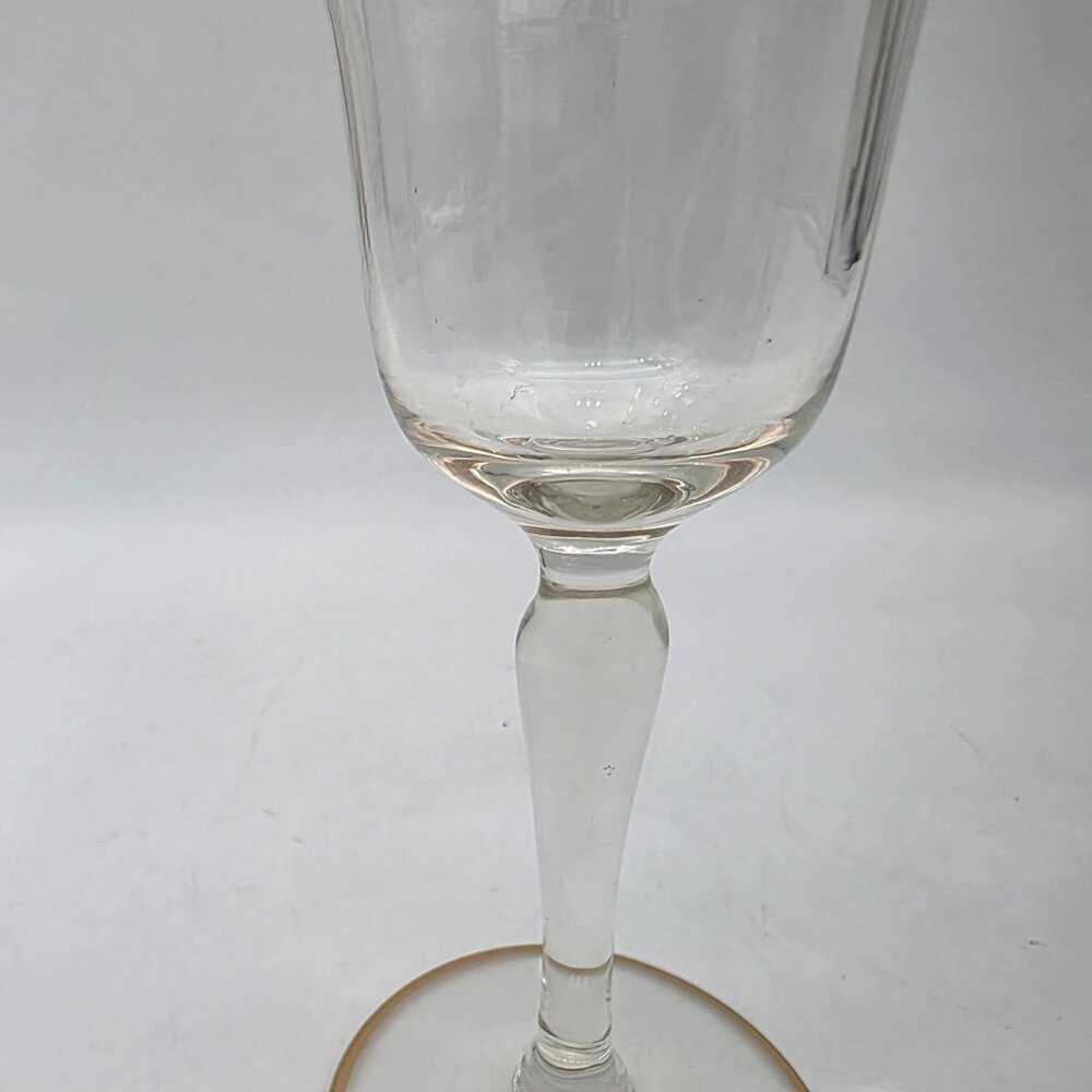 Vintage 1940s Cordial Glasses Clear Stemmed With Gold Rim & Stripe Design 5.5" - Picture 4 of 7